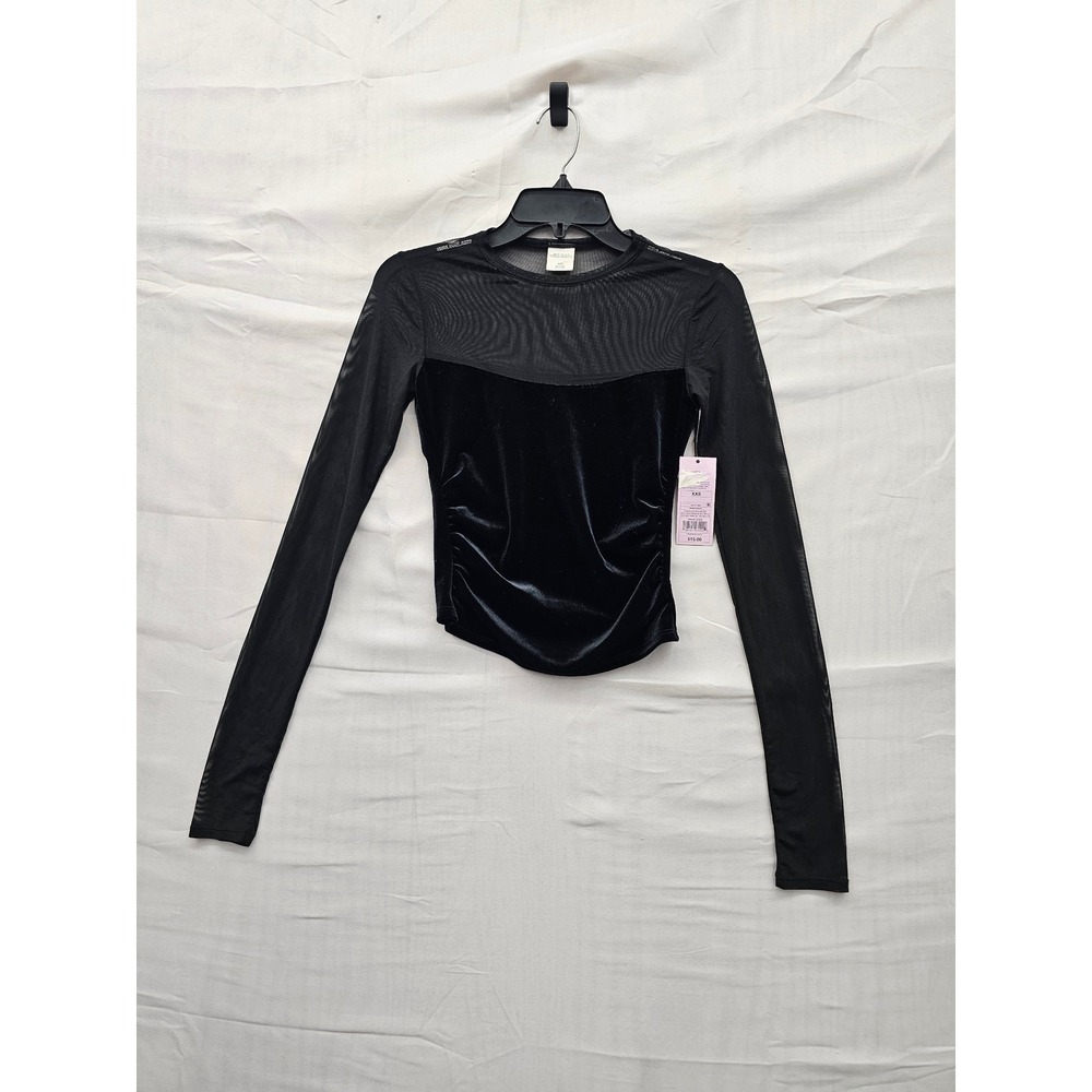 Wild Fable Womens Mesh Velvet Long Sleeve Top Polyester Blend Casual Size‎ XXS